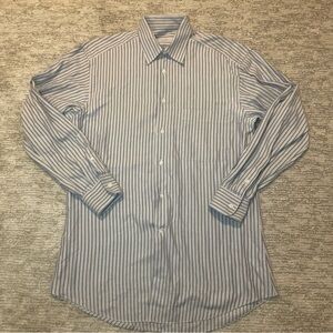Ermenegildo Zegna Shirt Men's Purple Striped Long Sleeve Size 38/15 100% Cotton